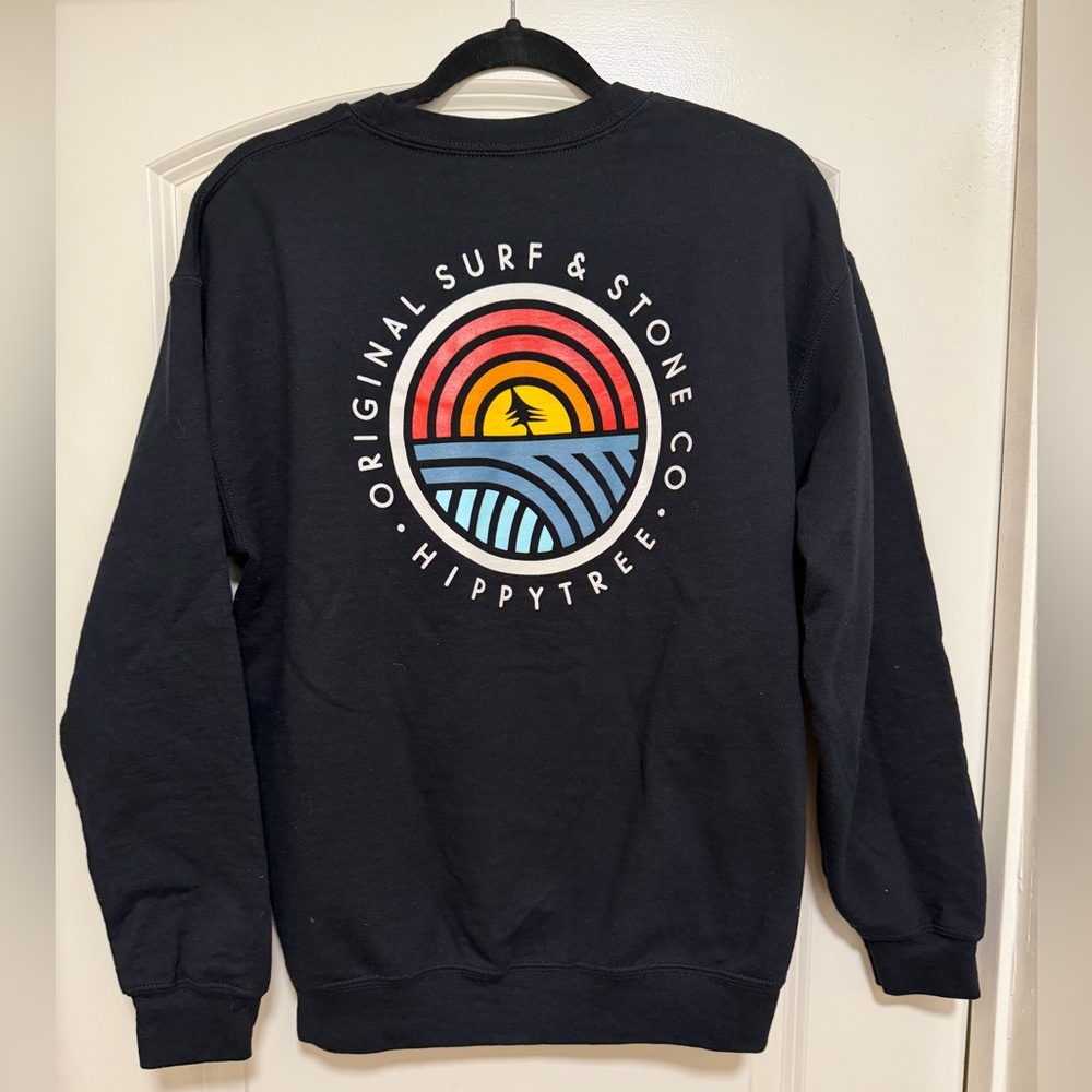 Men's Black Pullover Sweatshirt with Sunset Logo
